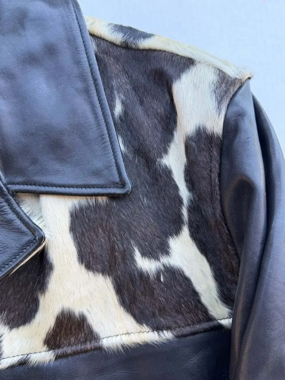 M. Julian Wilsons Leather Men's Genuine Leather Jacket with Cowhide Fur Yoke